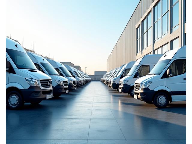 Modern fleet vehicles parked neatly, representing business road service solutions