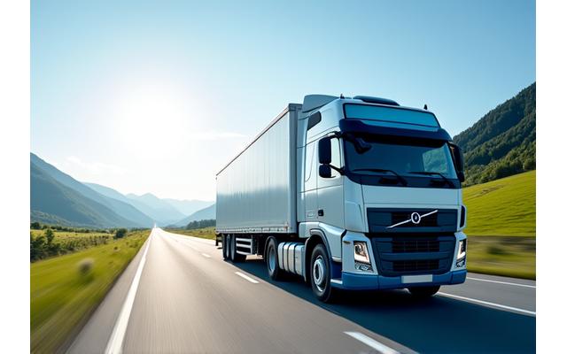Modern commercial truck driving on an Austrian highway through a valley, symbolizing fleet mobility and support