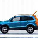 Icon depicting a recovery vehicle lifting a car, symbolizing professional towing and accident recovery