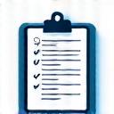 Icon of a clipboard with a pen, representing detailed documentation and reporting.