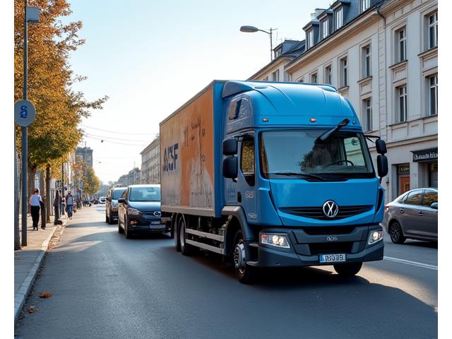 ASF Viertel RoadCare wheel-lift truck preparing to tow a standard passenger car from an urban street.